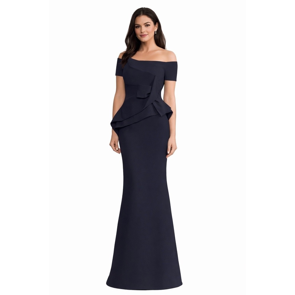Alexander by Daymor Navy Off-Shoulder Gown | Mother of the‎ Bride | Size 6 | EUC